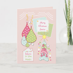 Cartes Pour Fêtes Annuelles Arbre de Noël rose de notre maison