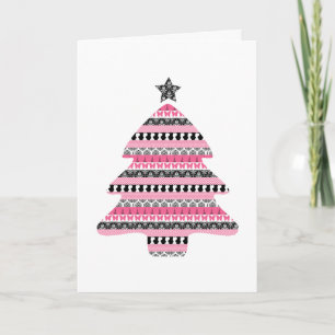 Cartes Pour Fêtes Annuelles Arbre de Noël rose et noir