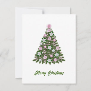 Cartes Pour Fêtes Annuelles Arbre de Noël Rose Moderne Élégant Non Photo