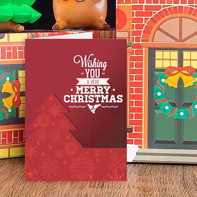 Cartes Pour Fêtes Annuelles Arbre de Noël rouge moderne (Créateur téléchargé)