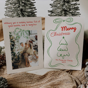 Cartes Pour Fêtes Annuelles Arbre de Noël rouge vierge rouge dessiné rétrograd