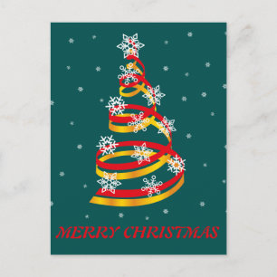 Cartes Pour Fêtes Annuelles Arbre de Noël ruban flocons de neige minimaliste
