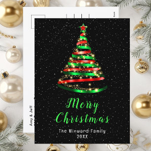 Cartes Pour Fêtes Annuelles Arbre de Noël ruban rouge et vert Joyeux Noël