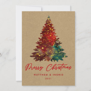 Cartes Pour Fêtes Annuelles Arbre de Noël rustique éclairé Kraft pour les Fête