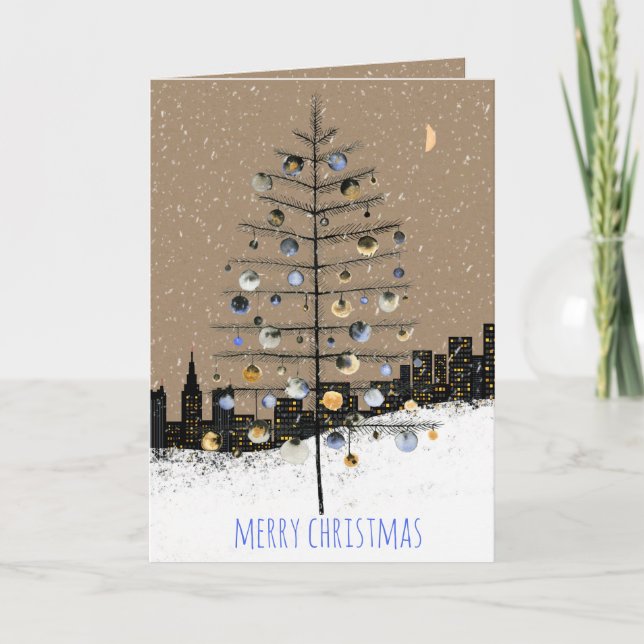 Cartes Pour Fêtes Annuelles Arbre de Noël rustique Kraft (Devant)