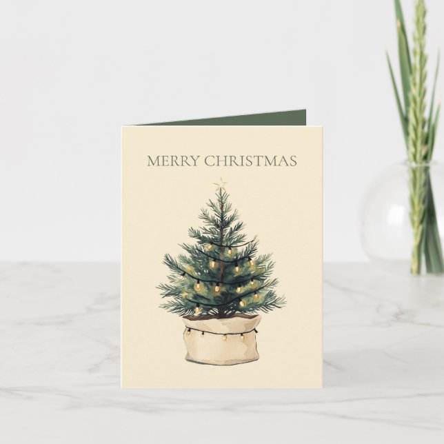 Cartes Pour Fêtes Annuelles Arbre de Noël rustique minimal (Devant)