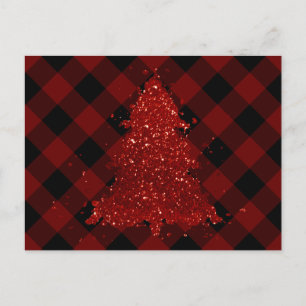 Cartes Pour Fêtes Annuelles Arbre de Noël rustique   Red Buffalo Plaid Holiday