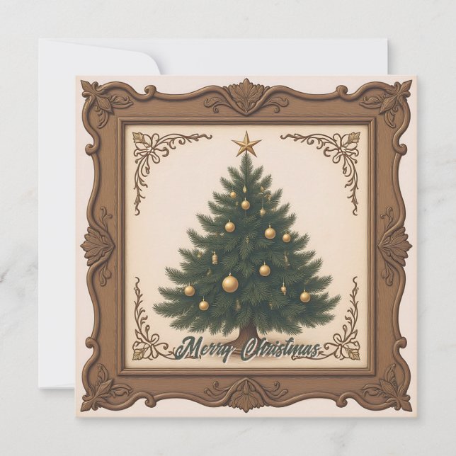 Cartes Pour Fêtes Annuelles Arbre de Noël rustique simple et rétro (Devant)