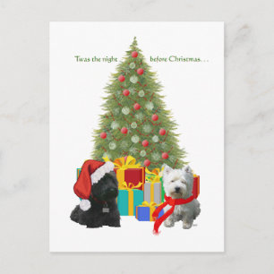Cartes Pour Fêtes Annuelles Arbre de Noël Scottie et Westie