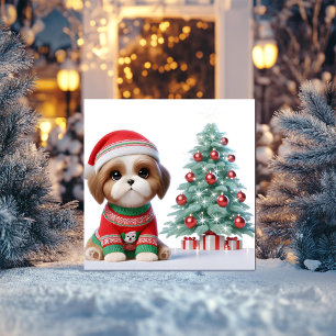 Cartes Pour Fêtes Annuelles Arbre de Noël Shih Tzu