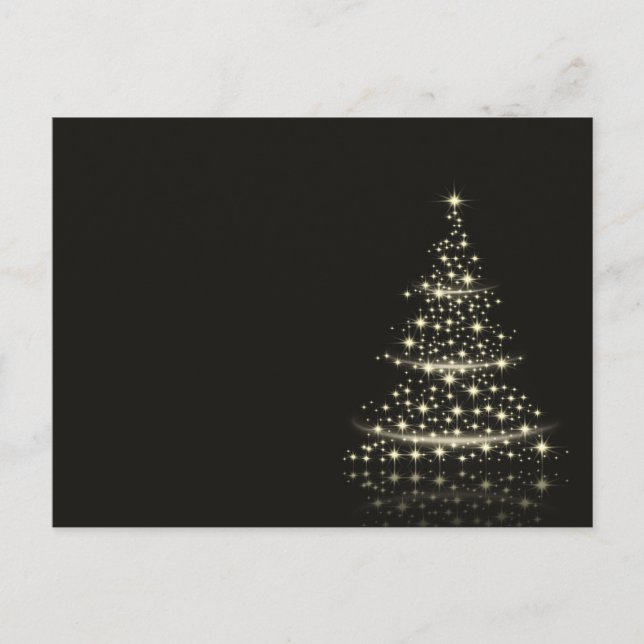 Cartes Pour Fêtes Annuelles Arbre de Noël simple et élégant à la nuit (Devant)
