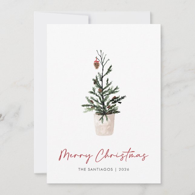 Cartes Pour Fêtes Annuelles Arbre de Noël simple et moderne (Devant)