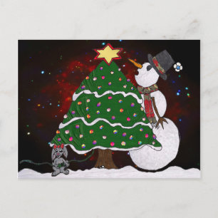 Cartes Pour Fêtes Annuelles Arbre de Noël Snowman Surprise Art Imprimer