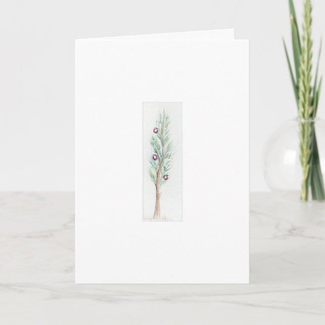 Cartes Pour Fêtes Annuelles Arbre de Noël solitaire (aquarelle) (Devant)