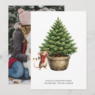 Cartes Pour Fêtes Annuelles Arbre de Noël Souris Photo et Texte Personnalisés