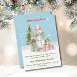 Cartes Pour Fêtes Annuelles Arbre de Noël stylish Snowman (Lady)<br><div class="desc">Cette dame a du style bien sûr — la carte Arbre de Noël de Snowman (Dame des neiges) d'aquarelle - enverra votre message pour la saison des fêtes avec joie et bon humour. Habillé pour la saison et entouré de cadeaux et de bonne humeur. Personnalisé avec votre nom devant; message...</div>