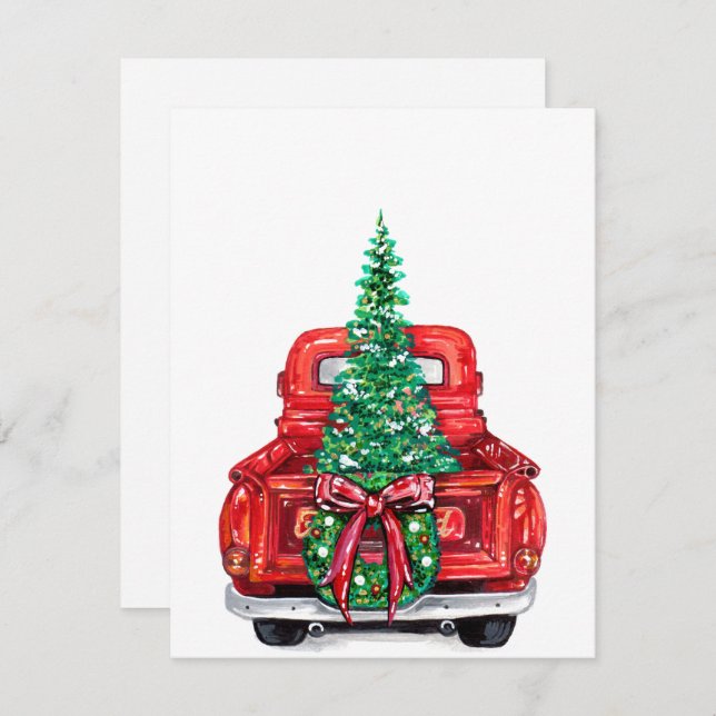 Cartes Pour Fêtes Annuelles arbre de noël sur camion (Devant / Derrière)