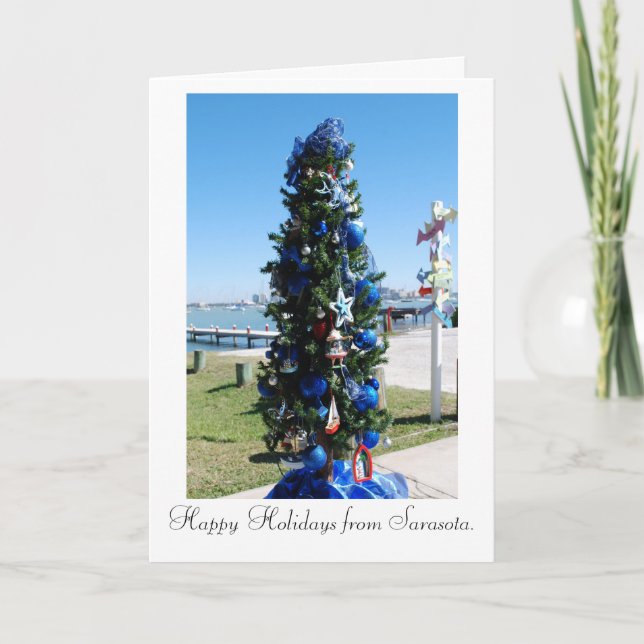 Cartes Pour Fêtes Annuelles Arbre de Noël sur le quai (Devant)