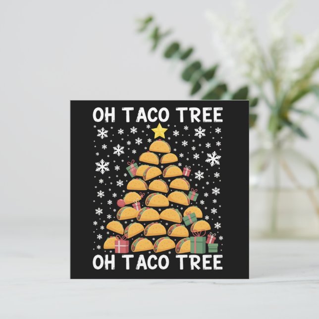 Cartes Pour Fêtes Annuelles Arbre de Noël Tacos Drôle Xmas Passionné de nourri (Debout devant)