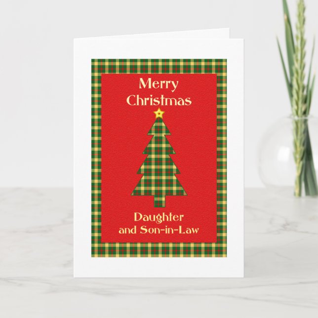 Cartes Pour Fêtes Annuelles Arbre de Noël tartan pour fille et gendre (Devant)