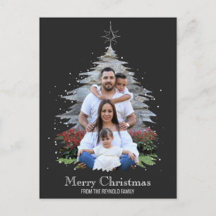 Cartes Pour Fêtes Annuelles Arbre de Noël tendance silhouette photo gris