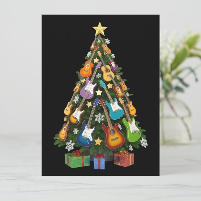 Cartes Pour Fêtes Annuelles Arbre de Noël Théâtre Guitare Amoureux Musical Joy (Debout devant)