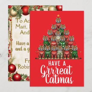 Cartes Pour Fêtes Annuelles Arbre de Noël Tiger Great Catmas