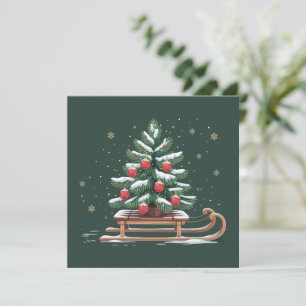 Cartes Pour Fêtes Annuelles Arbre de Noël Vacances Traîneau Hiver Fêtes Flocon