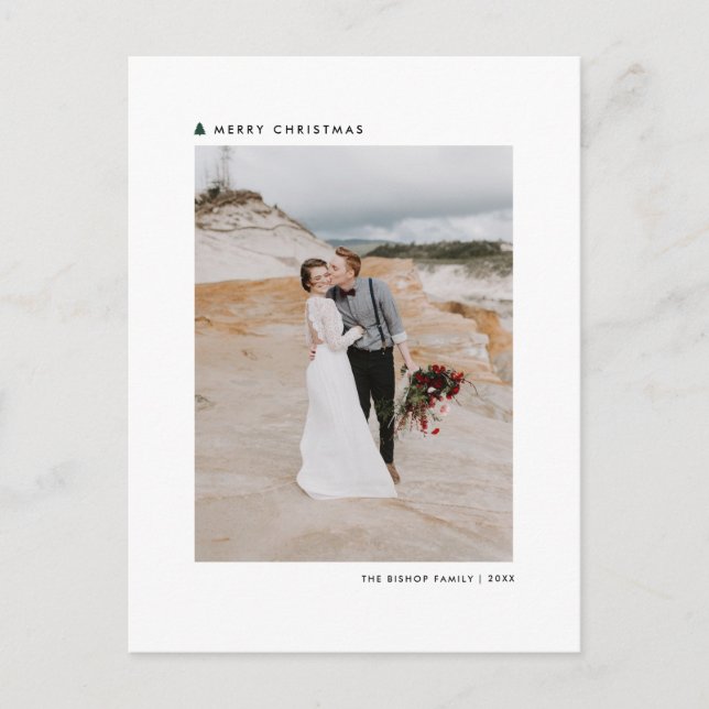 Cartes Pour Fêtes Annuelles Arbre de Noël vert Joyeux photo de Noël moderne (Devant)