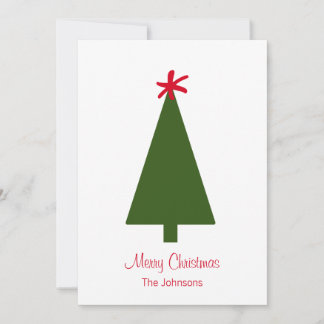 Cartes Pour Fêtes Annuelles Arbre de Noël vert minimal Fléau de neige rouge Si