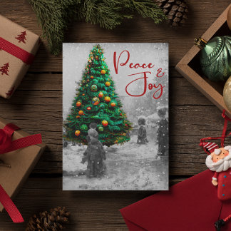 Cartes Pour Fêtes Annuelles Arbre de Noël vert vintage rétro élégant