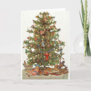 Cartes Pour Fêtes Annuelles Arbre de Noël Vintage