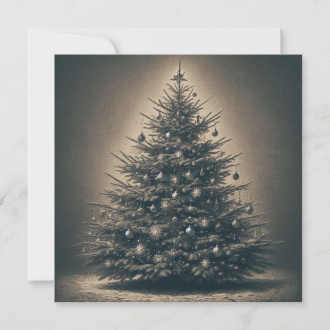 Cartes Pour Fêtes Annuelles Arbre de Noël Vintage (Devant)