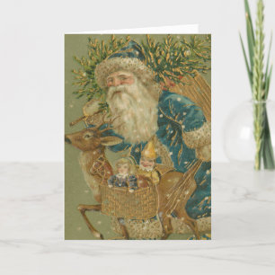 Cartes Pour Fêtes Annuelles Arbre de Noël vintage à l'ancienne du Père Noël