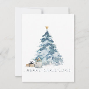 Cartes Pour Fêtes Annuelles Arbre de Noël Vintage aquarelle étoile or