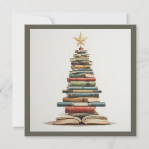 Cartes Pour Fêtes Annuelles Arbre de Noël vintage chic fait de livres