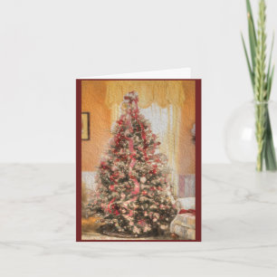 Cartes Pour Fêtes Annuelles Arbre de Noël Vintage en Crimson classique Trim ro