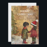 Cartes Pour Fêtes Annuelles Arbre de Noël Vintage Enfants Neige<br><div class="desc">Carte de voeux Vintage Noël avec la peinture de deux enfants debout dans la neige devant un sapin de Noël. Texte dit, "Joyeux Noël" mais est personnalisable pour votre propre salutation. Personnalisé au dos avec votre message et votre nom. Contactez-moi pour obtenir de l'aide sur votre personnalisation ou pour demander...</div>