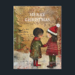 Cartes Pour Fêtes Annuelles Arbre de Noël Vintage Enfants Neige<br><div class="desc">Carte postale vintage de Noël avec le tableau de deux enfants debout dans la neige devant un sapin de Noël. Texte dit, "Joyeux Noël" mais est personnalisable pour votre propre salutation. Personnalisé au dos avec votre message et votre nom. Contactez-moi pour obtenir de l'aide sur votre personnalisation ou pour demander...</div>