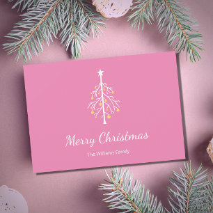 Cartes Pour Fêtes Annuelles Arbre de Noël Vintage rose