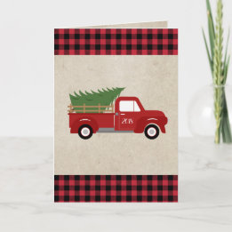 Cartes Pour Fêtes Annuelles Arbre de Noël Vintage rouge personnalisé