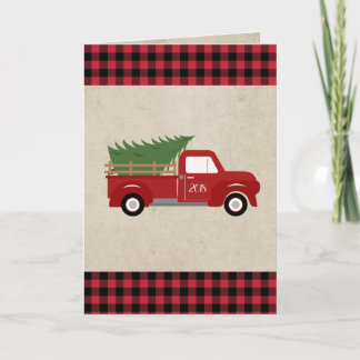 Cartes Pour Fêtes Annuelles Arbre de Noël Vintage rouge personnalisé