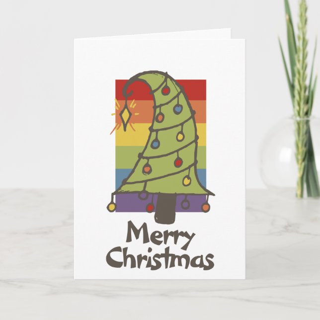 Cartes Pour Fêtes Annuelles Arbre de Noël Whimsical Rainbow Pride (Devant)