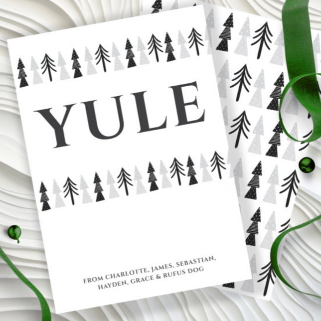 Cartes Pour Fêtes Annuelles Arbre de Noël Yule Personnalisé (Yule Christmas Tree Personalized Holiday Card by Ricaso. Scandinavian minimalist Nordic Style cards)