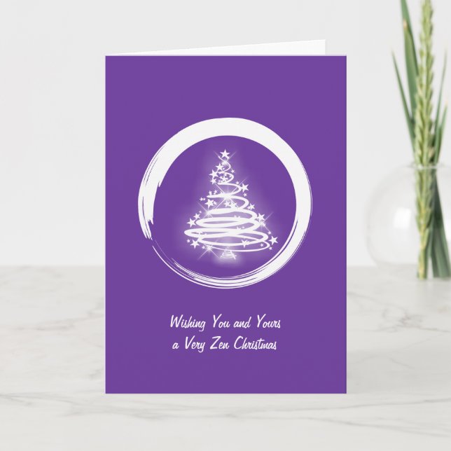 Cartes Pour Fêtes Annuelles Arbre de Noël Zen Blanc (Devant)