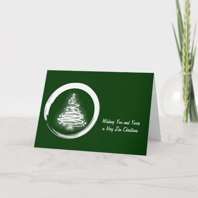 Cartes Pour Fêtes Annuelles Arbre de Noël Zen Blanc (Devant)