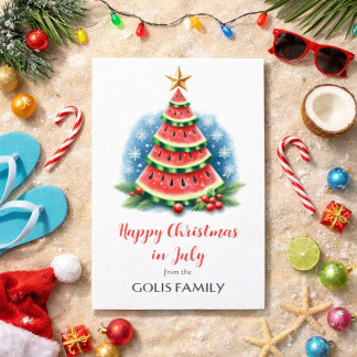Cartes Pour Fêtes Annuelles Arbre de pastèque Noël en juillet