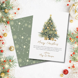Cartes Pour Fêtes Annuelles Arbre de script élégant non photo aquarelle Noël