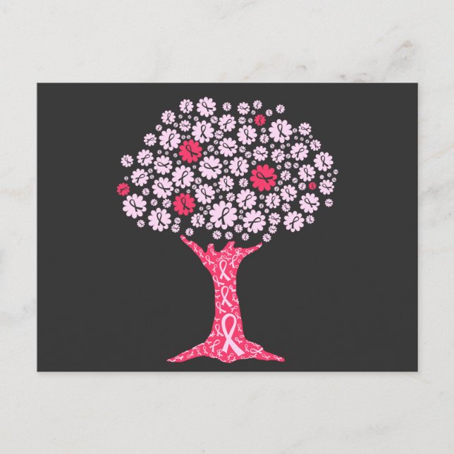 Cartes Pour Fêtes Annuelles Arbre de sensibilisation au cancer du sein (Devant)
