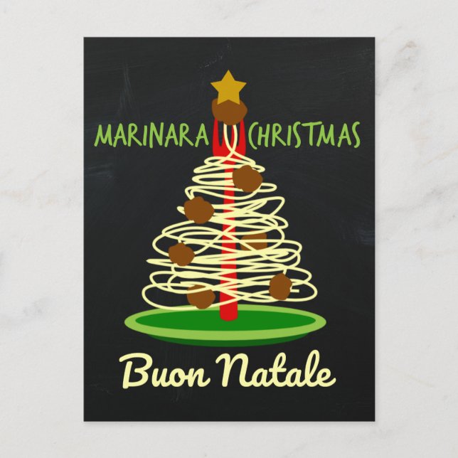 Cartes Pour Fêtes Annuelles Arbre de spaghetti de Buon Natale de Noël de (Devant)